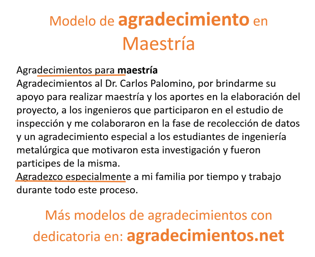 Agradecimientos para tesis por terminar la maestría o doctorado