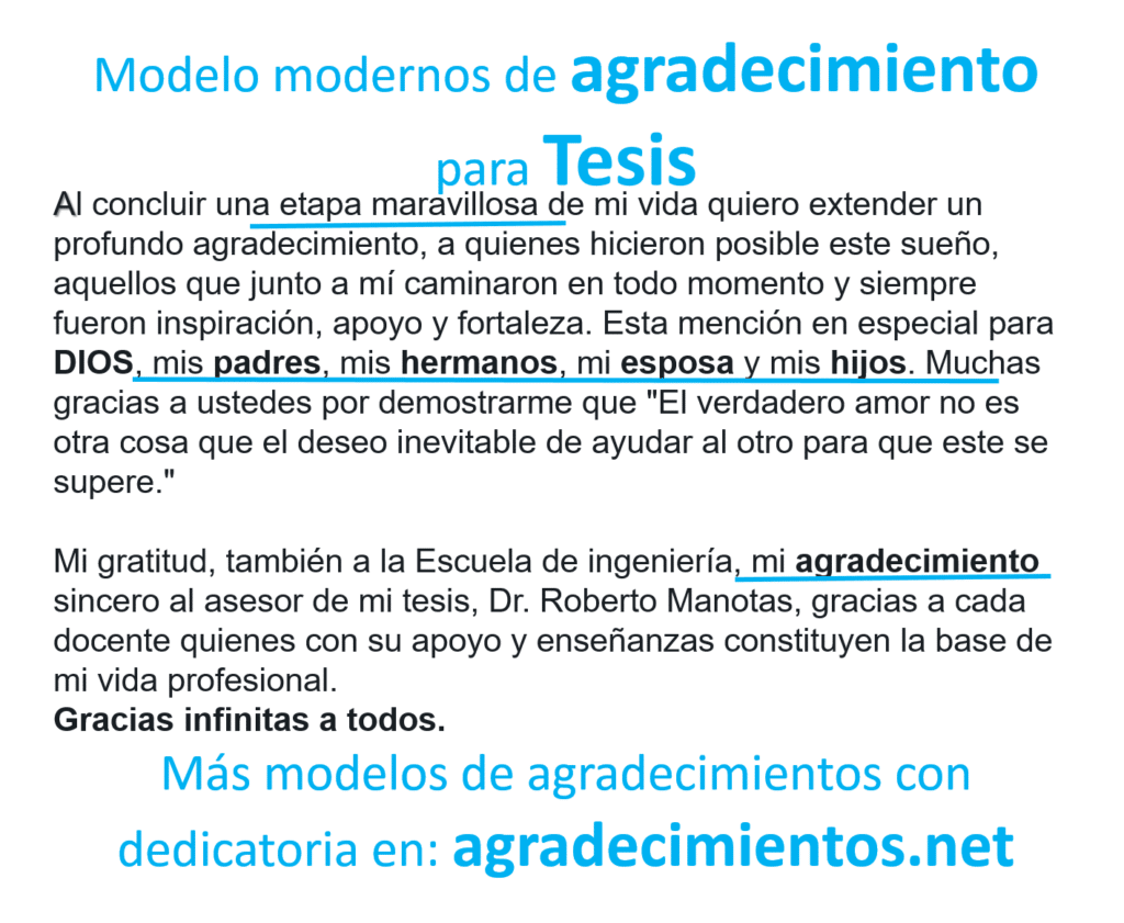 Modelo de Agradecimiento para Tesis 2020 - agradecimientos.net