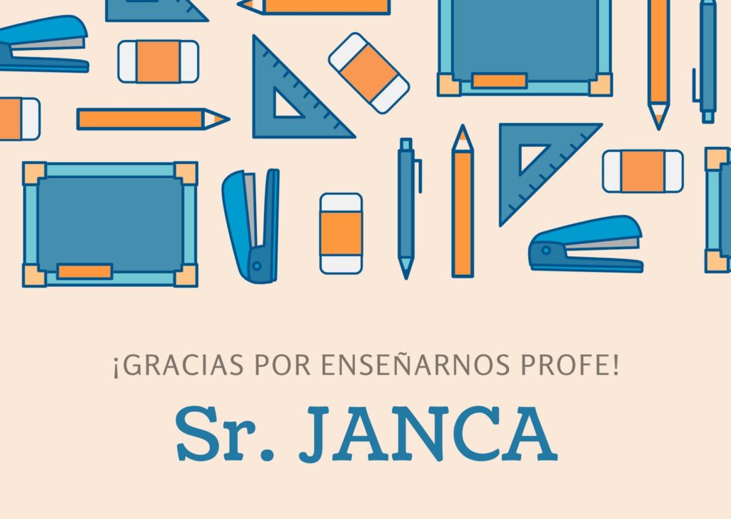 Tarjeta de Agradecimiento Graduación profesor JANCA